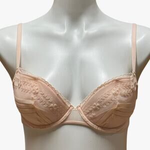 Simone Perele Lace Underwire Bra Removeable Padding Pink 34C